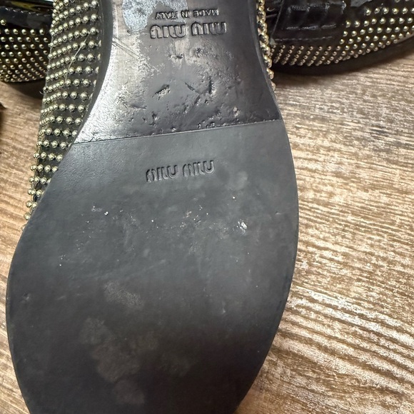 Miu Miu size 38.5 (8) GUC / EUC Black and Silver Studded Loafers - Picture 9 of 16